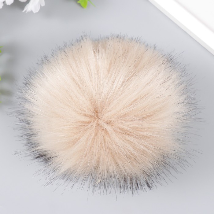 Помпон искуственный мех песец 14 см (29-Бежевый)