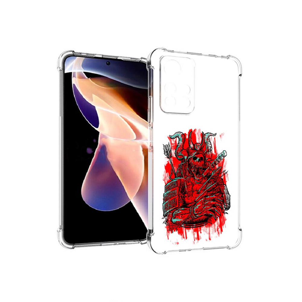 

Чехол MyPads Tocco для Xiaomi Redmi Note 11 Pro красный скелет воин (PT224811.282.413), Прозрачный, Tocco
