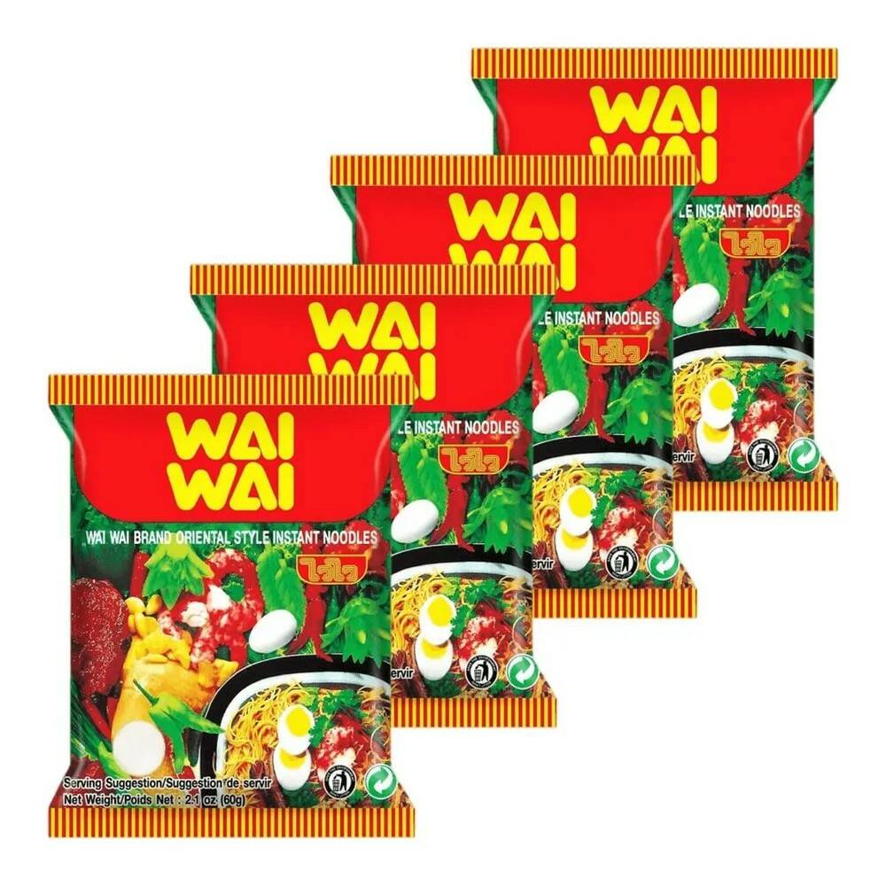 Лапша быстрого приготовления Waiwai в восточном стиле, 4 шт по 60 г