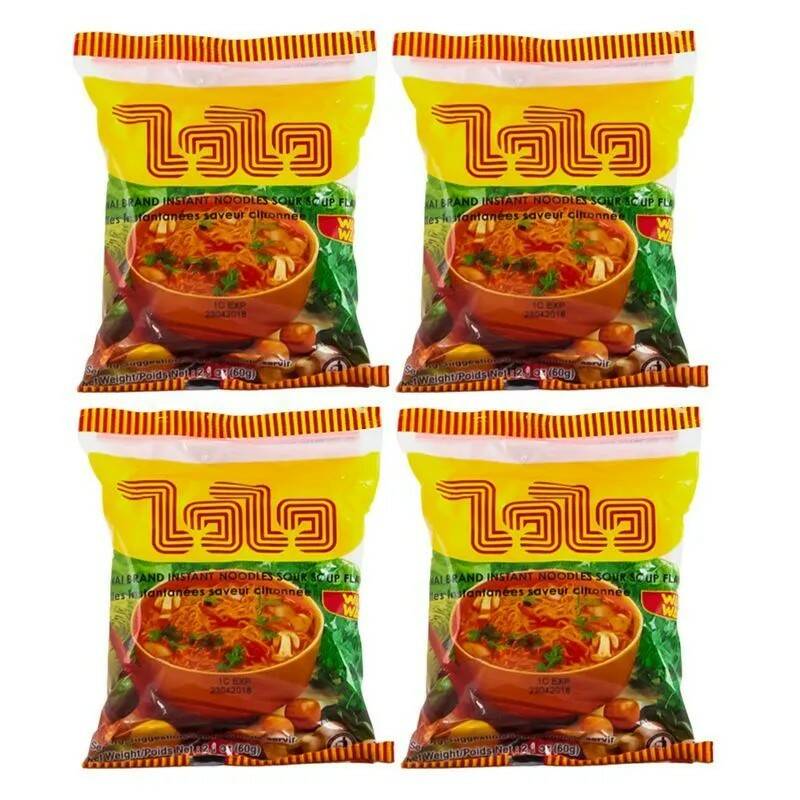 Лапша быстрого приготовления Waiwai классический кисло-сладкий суп, 4 шт по 60 г