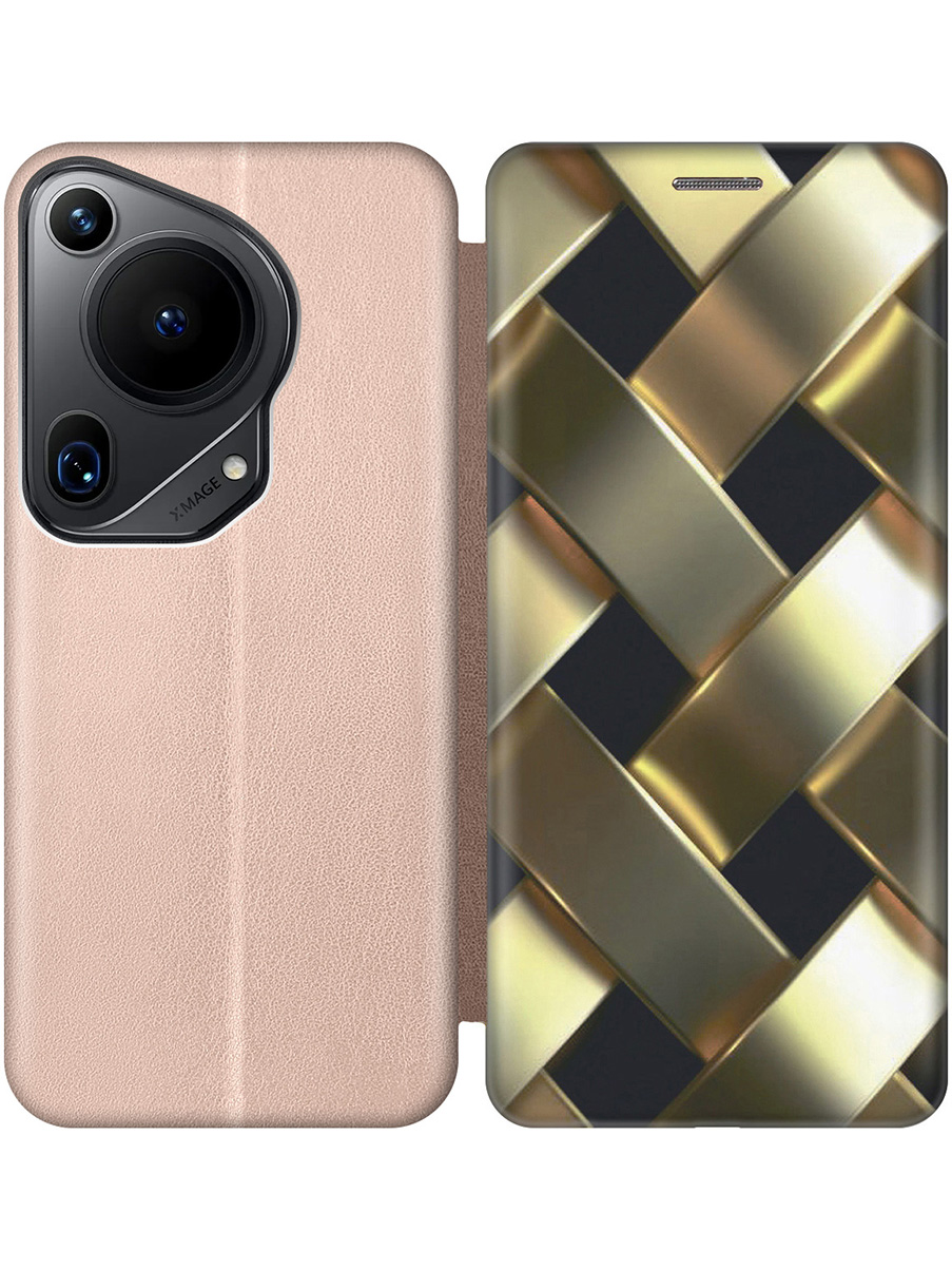 

Чехол-книжка на Huawei Pura 70 Ultra с принтом "Золотистое плетение" золотой, Золотистый;черный, 782625832
