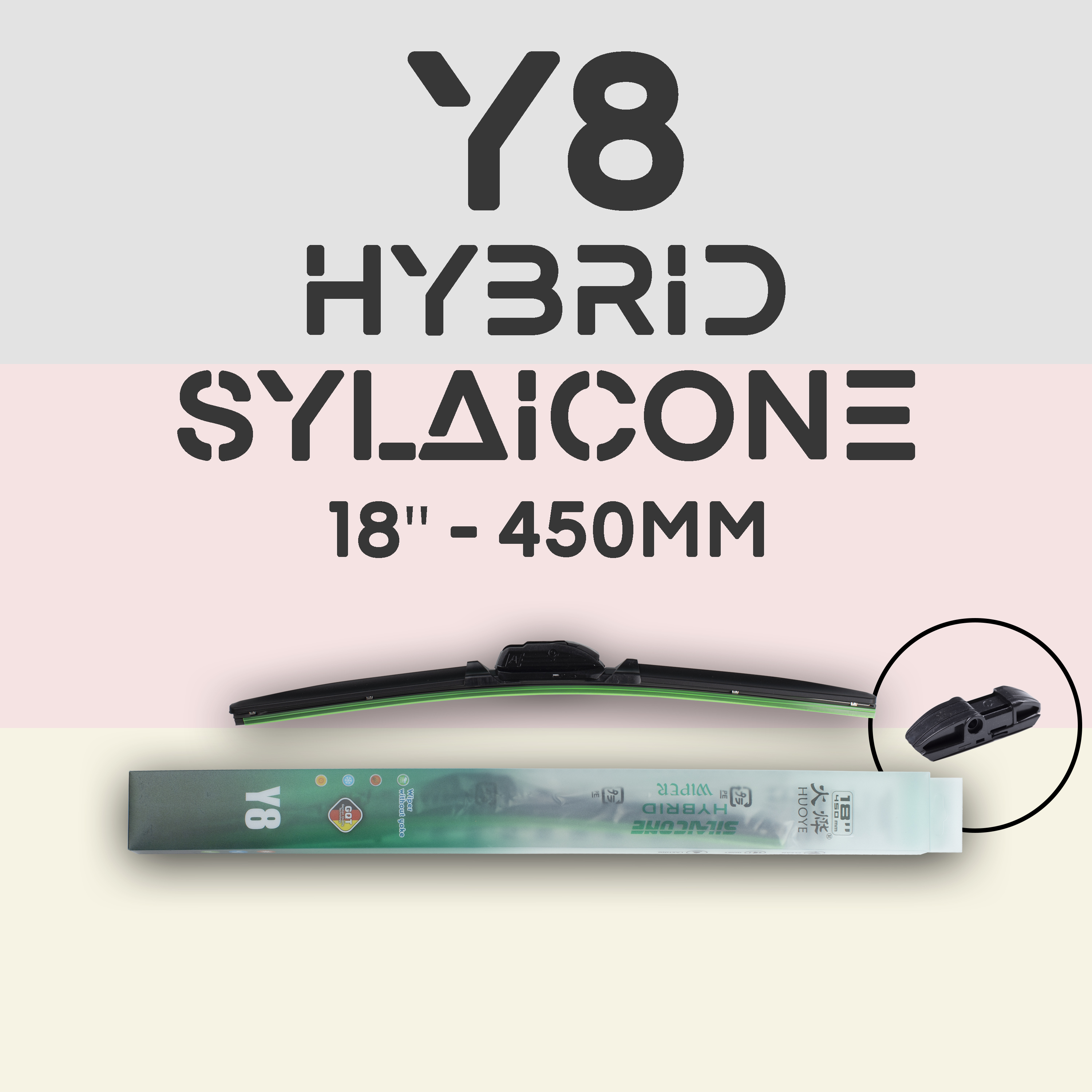 

Щетка стеклоочистителя - HUOYE Y8 - Гибридный силиконовый дворник - 18"/450 Side pin, Y8