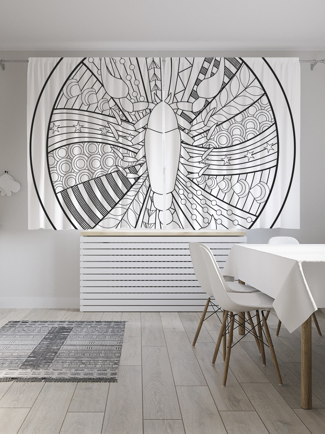 

Классические шторы JoyArty "Скорпион в орнаменте", Oxford DeLux, 2 полотна 145x180 см, Скорпион в орнаменте