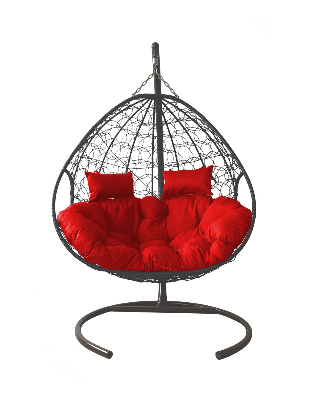 фото Подвесное кресло серое m-group для двоих ротанг 11450306 красная подушка