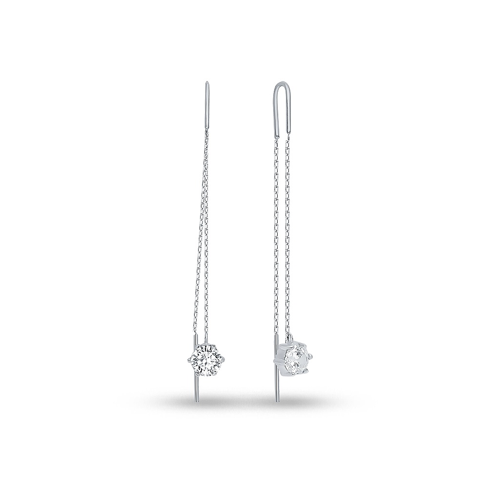 

Серьги продевки из серебра 585Gold 702010910, фианит, 702010910