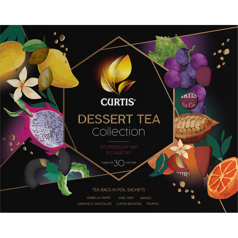 Набор чая в пакетиках CURTIS Dessert Tea Collection 30 сашетов, чай ассорти 6 вкусов