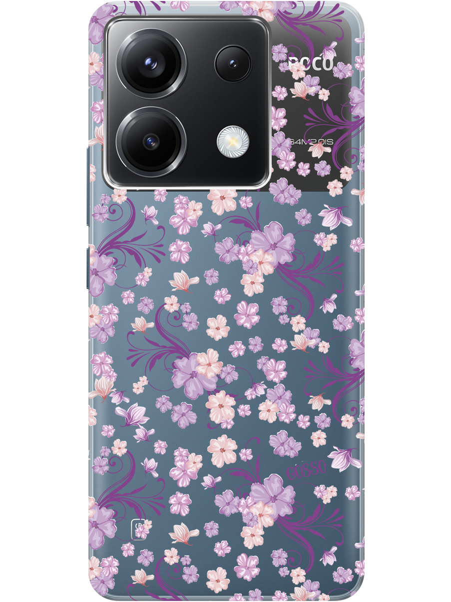 

Чехол на Xiaomi Redmi Note 13 Pro 5G / Poco X6 5G "Lilac Flowers" прозрачный, Прозрачный;фиолетовый, 20012103