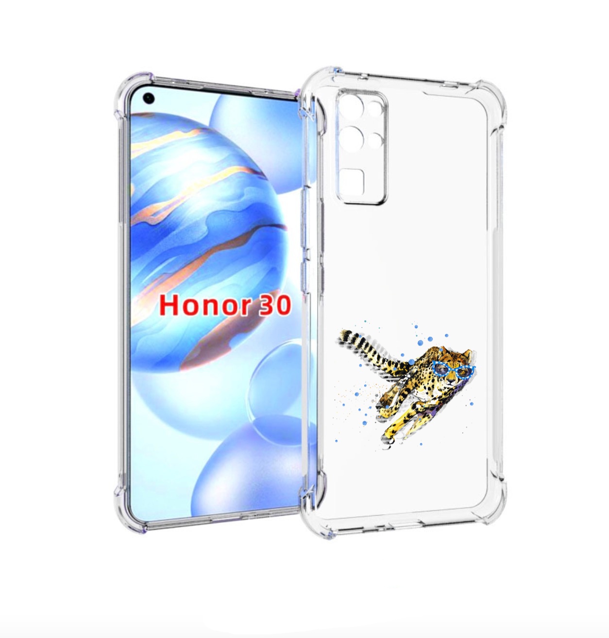 

Чехол бампер MyPads гепард в очках для Honor 30 (BMH-AN10) проти, Прозрачный, Tocco