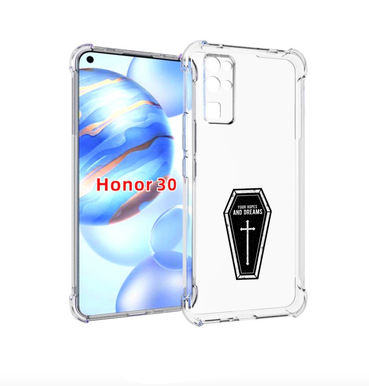 

Чехол бампер MyPads гроб с мечтами для Honor 30 (BMH-AN10) проти, Прозрачный, Tocco
