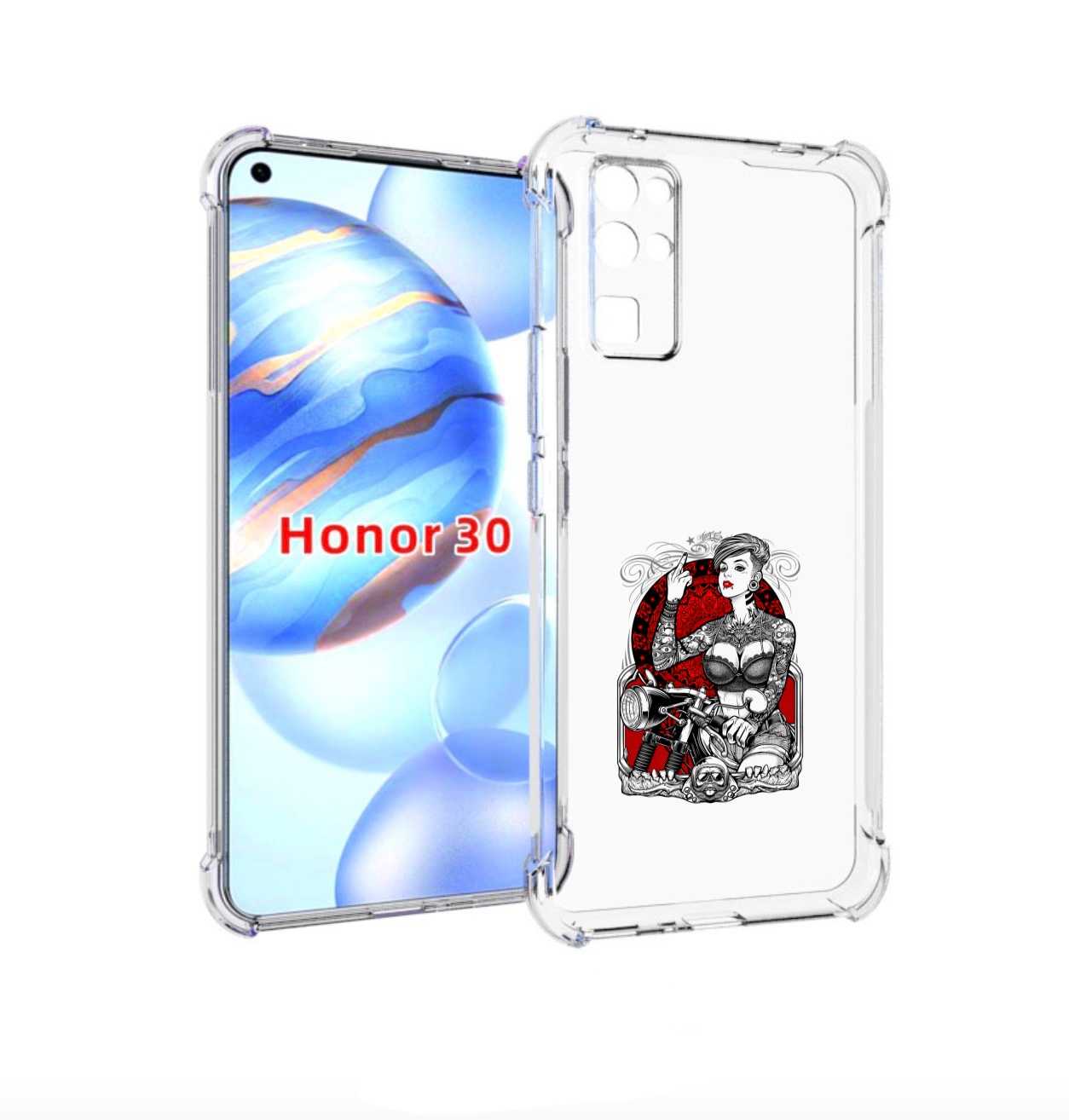 Чехол бампер MyPads девушка на мотоцикле для Honor 30 (BMH-AN10)