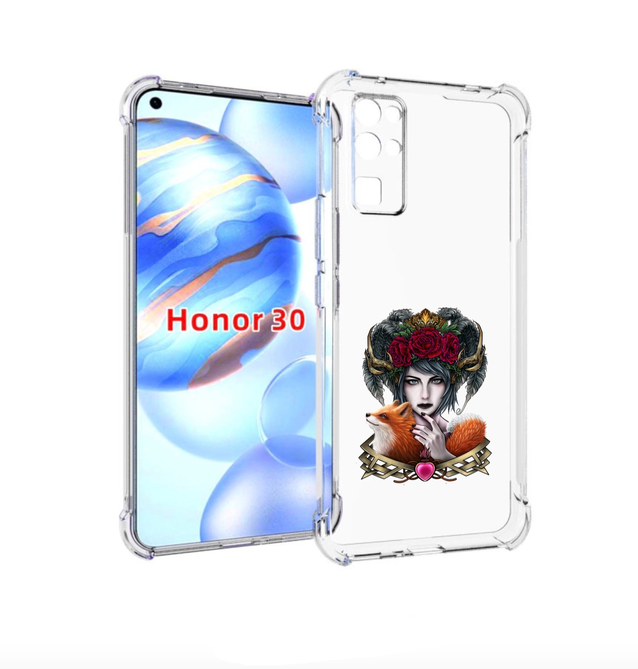 

Чехол бампер MyPads девушка с лисой для Honor 30 (BMH-AN10) прот, Прозрачный, Tocco