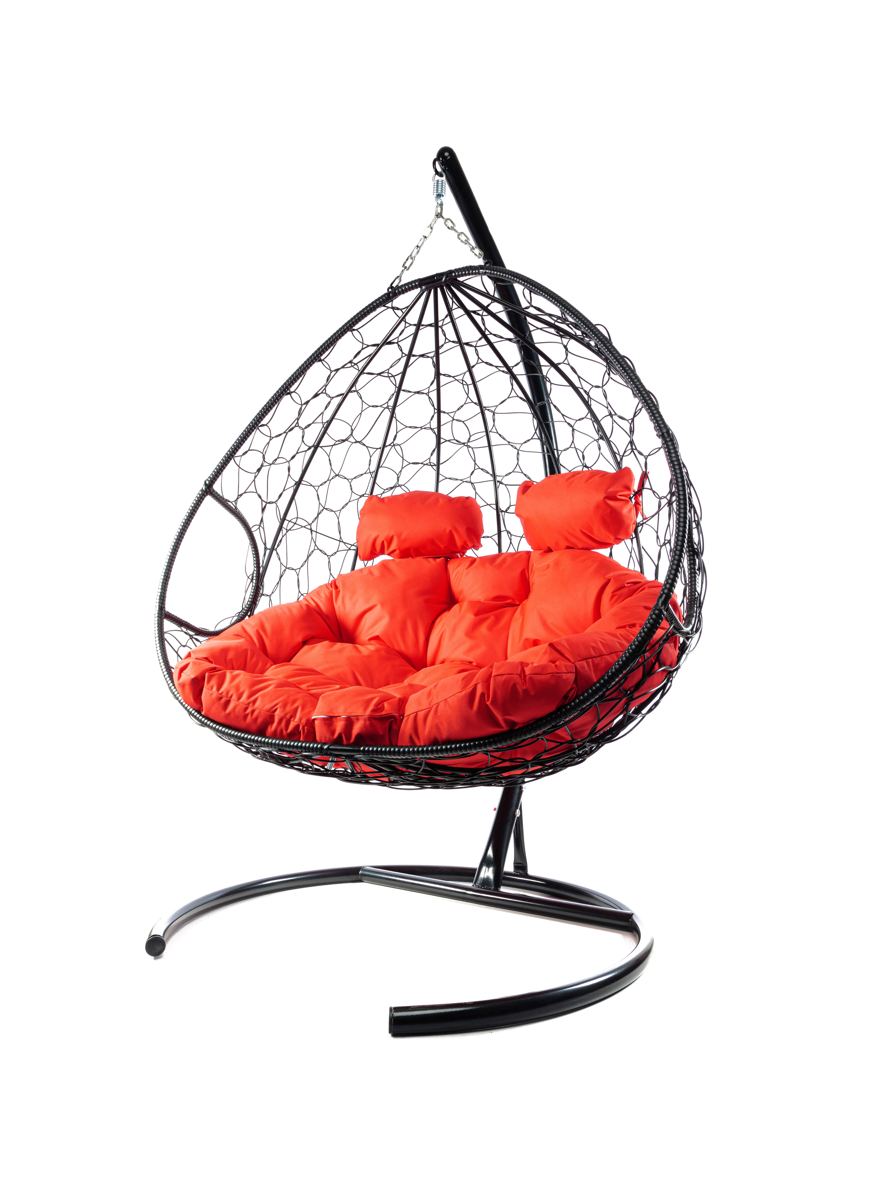 фото Подвесное кресло черный m-group для двоих ротанг 11450406 красная подушка