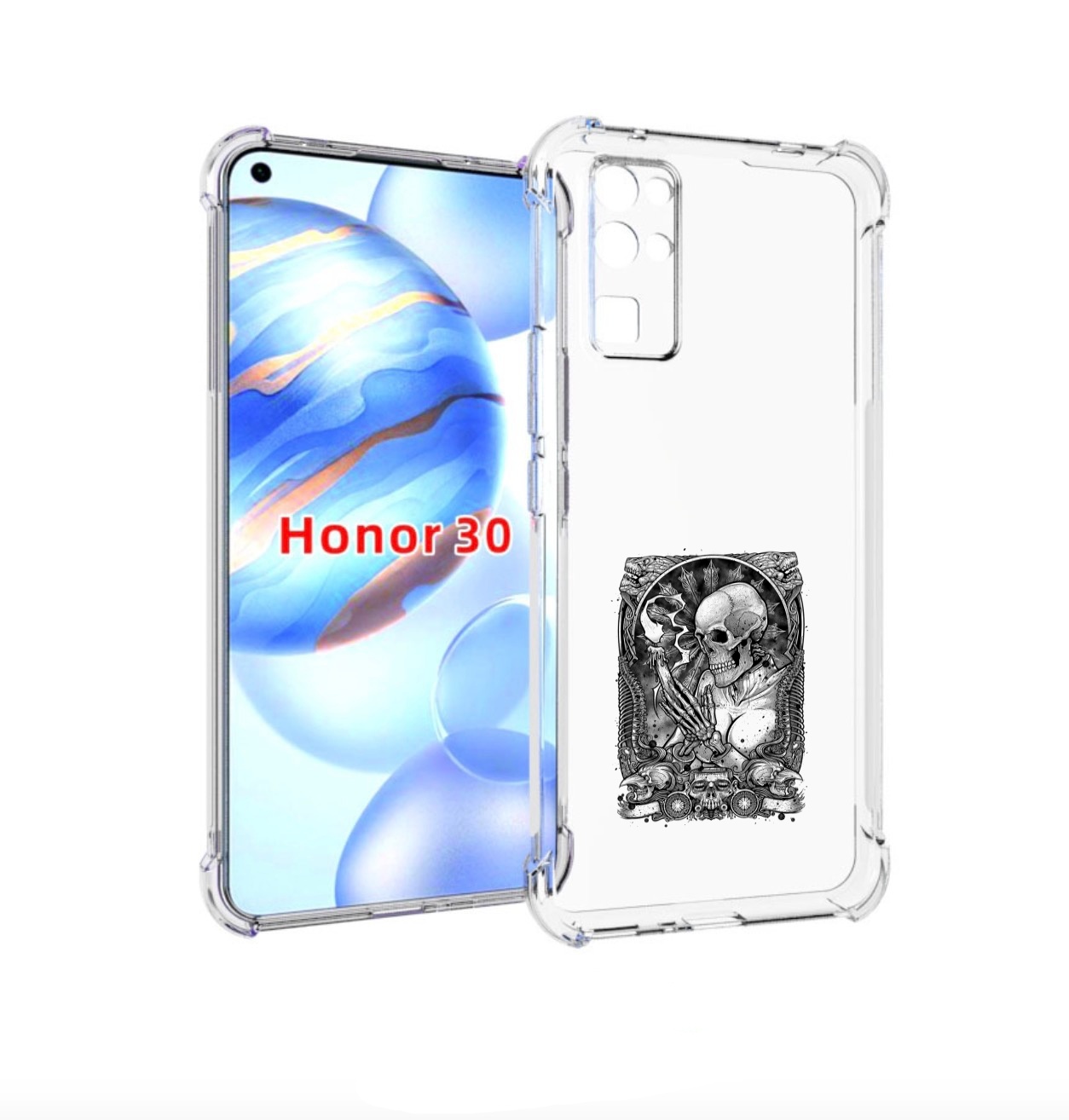 

Чехол бампер MyPads девушка скелет для Honor 30 (BMH-AN10) проти, Прозрачный, Tocco