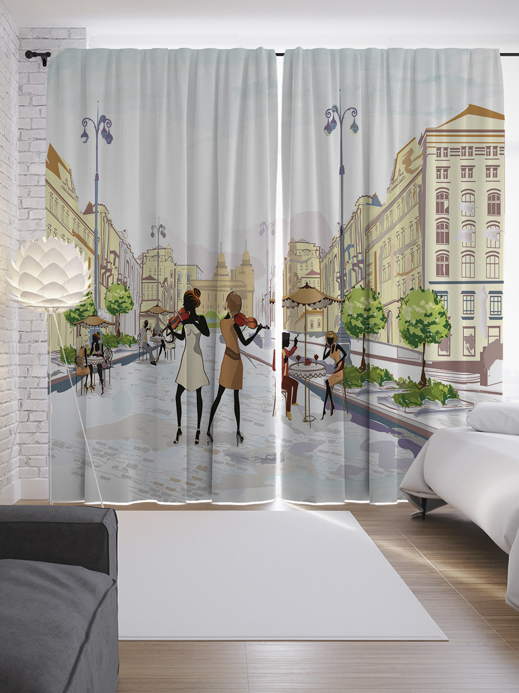 

Шторы JoyArty с фотопечатью "Уличные музыканты" из сатена, 290х265 см, Уличные музыканты