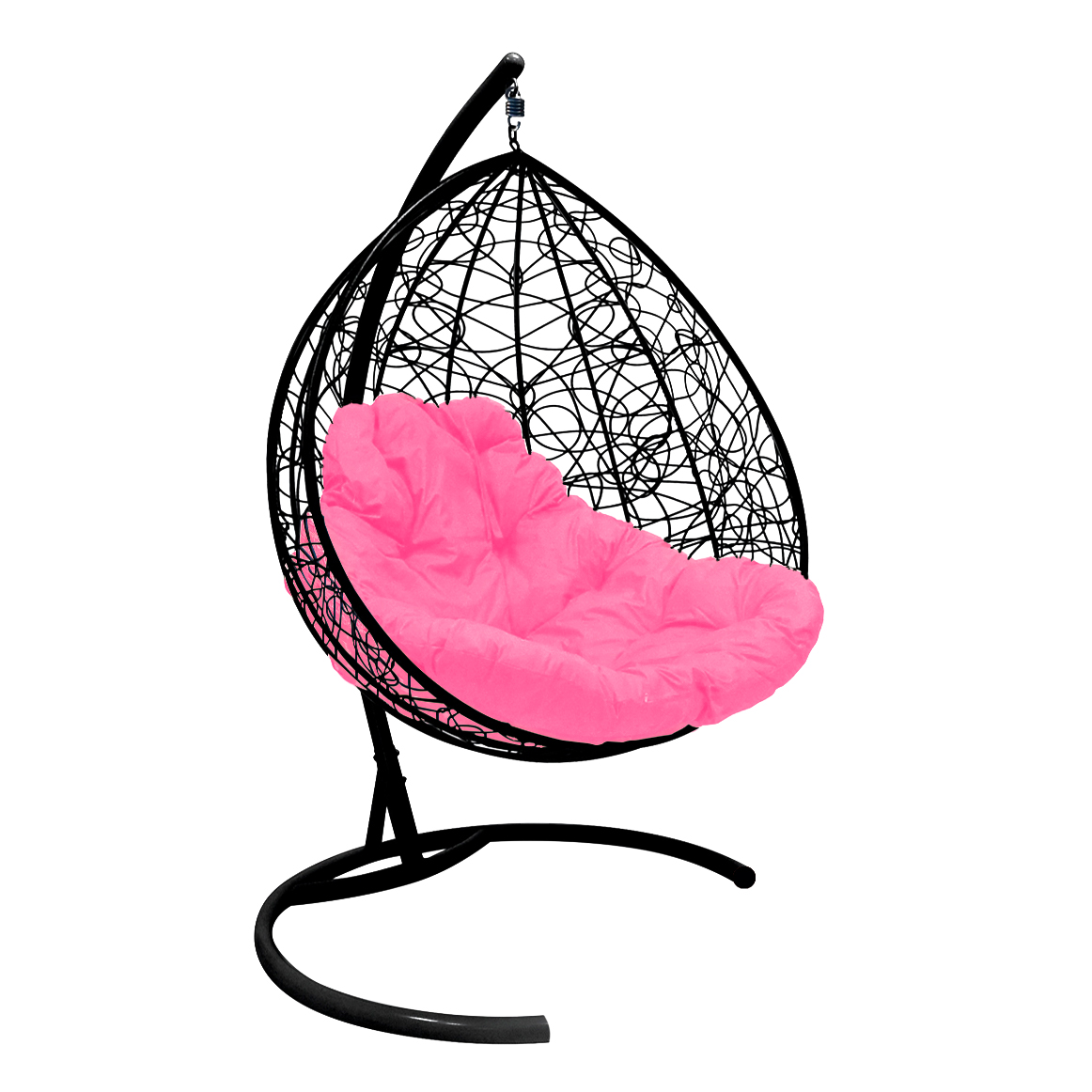 фото Подвесное кресло черное m-group для двоих 11450408 розовая подушка
