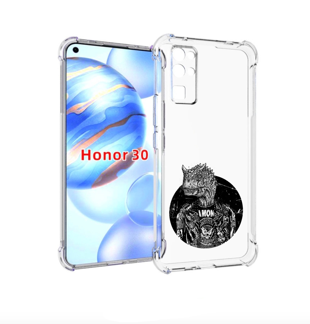 

Чехол бампер MyPads динозавр в куртке для Honor 30 (BMH-AN10) пр, Прозрачный, Tocco