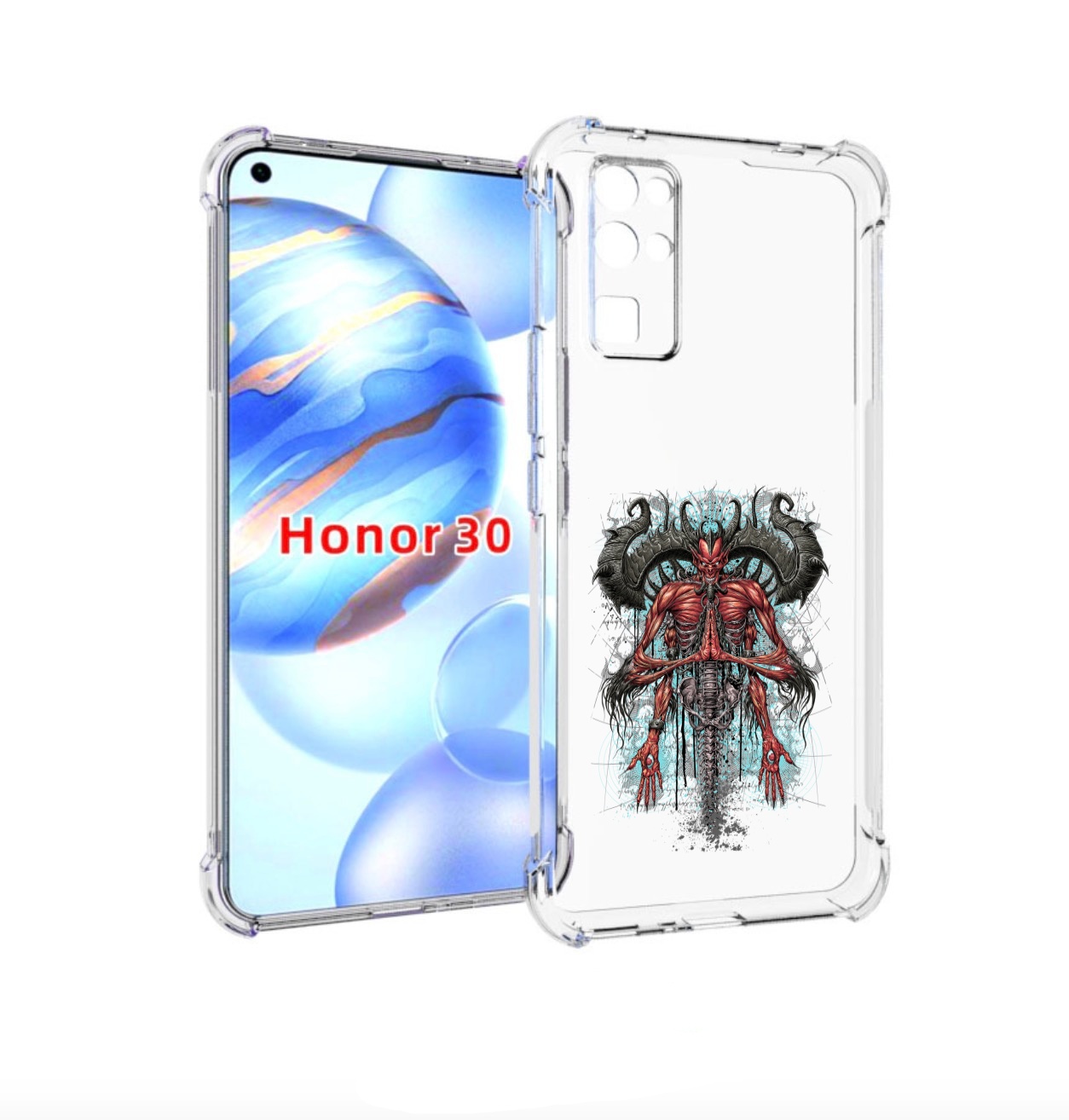 

Чехол бампер MyPads дьявол для Honor 30 (BMH-AN10) противоударный, Прозрачный, Tocco