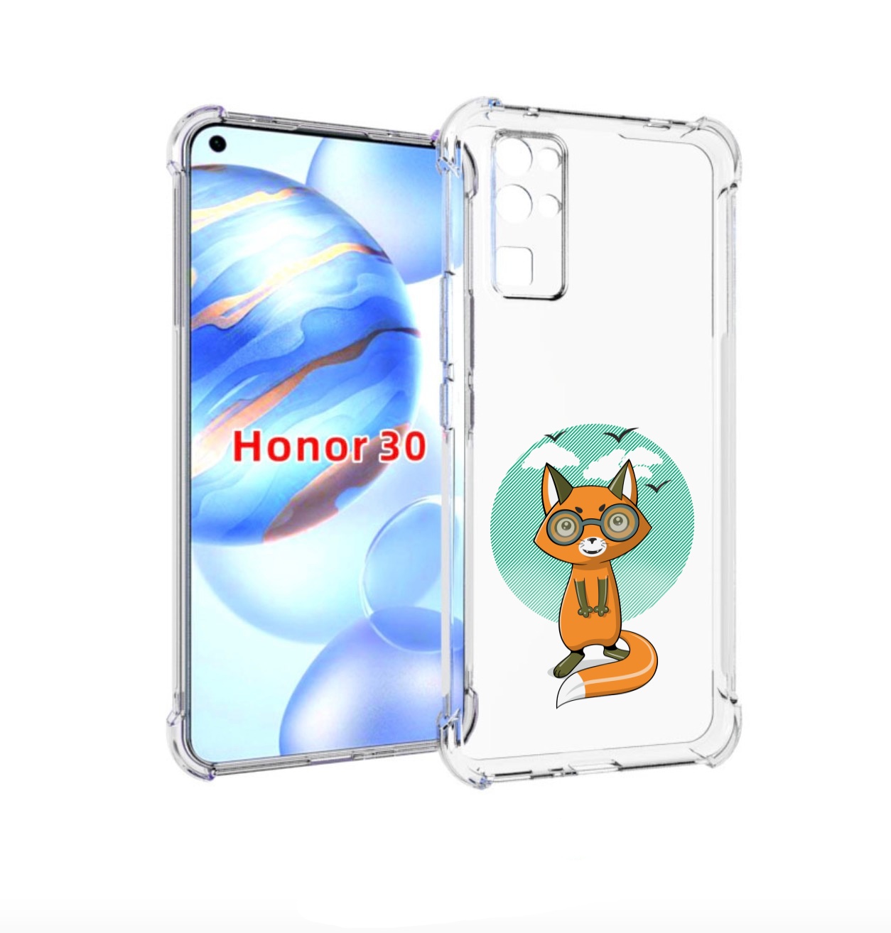 

Чехол бампер MyPads задумчивая лиса для Honor 30 (BMH-AN10) прот, Прозрачный, Tocco