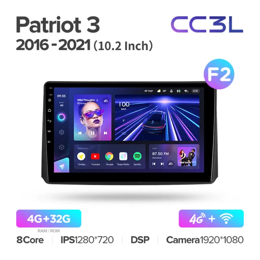 Магнитола Teyes CC3L для Uaz Patriot 2016 - 2021 4+32Gb