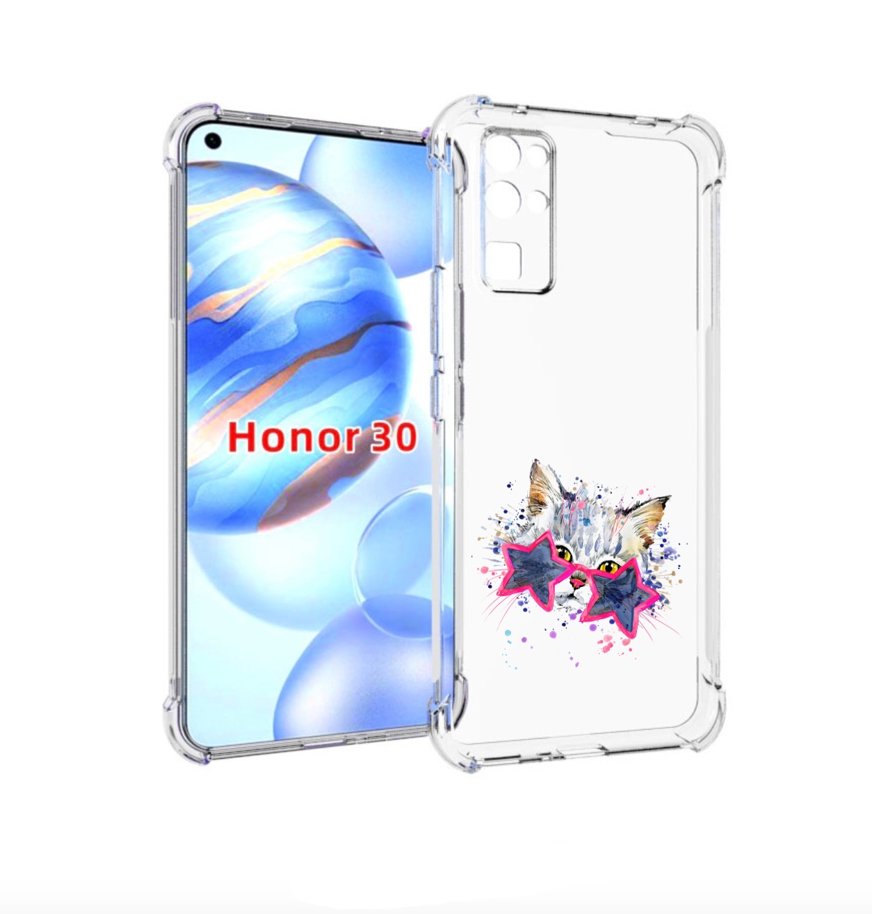 

Чехол бампер MyPads звездные очки для Honor 30 (BMH-AN10) против, Прозрачный, Tocco