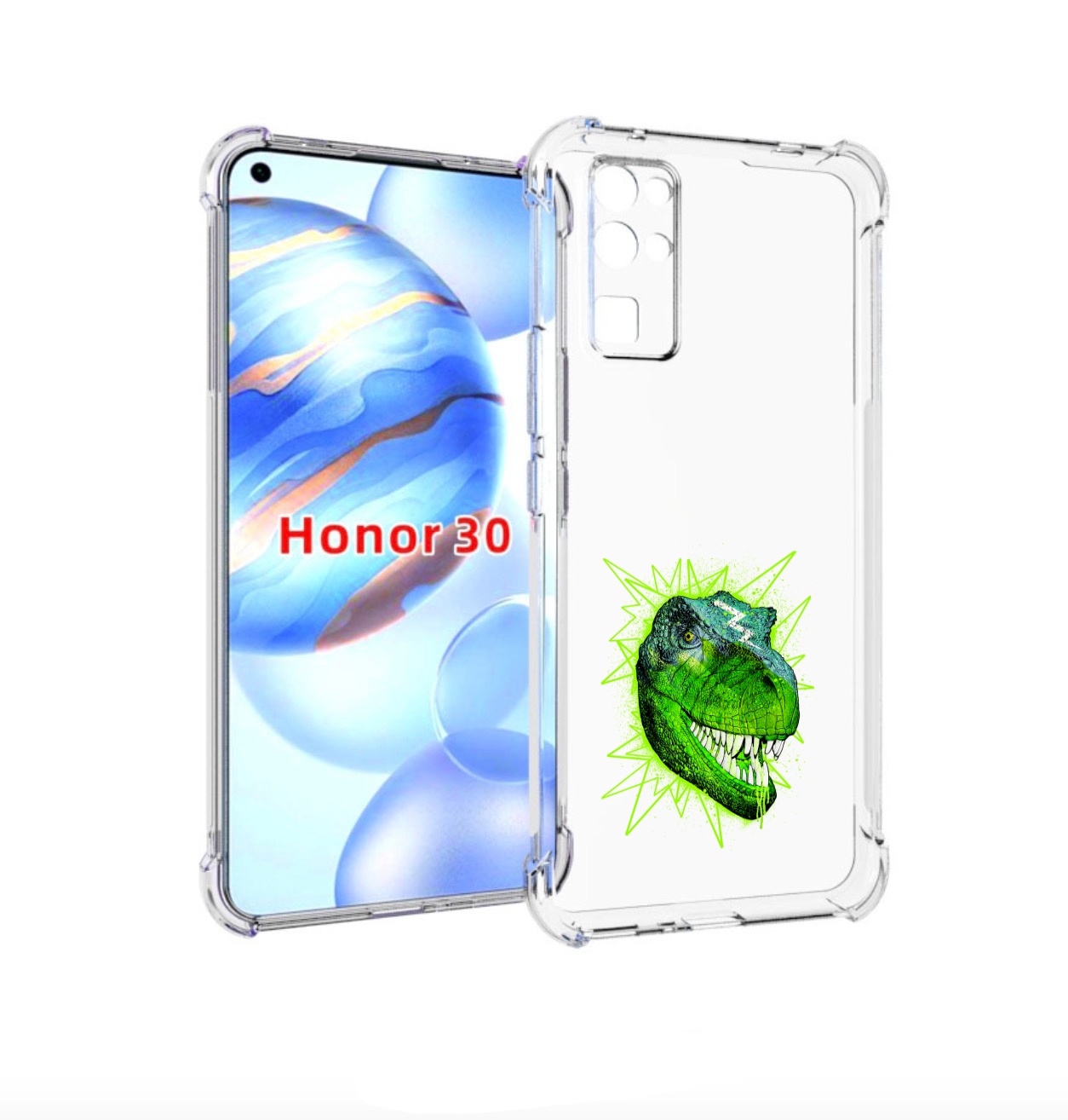 

Чехол бампер MyPads зеленый динозавр для Honor 30 (BMH-AN10) про, Прозрачный, Tocco