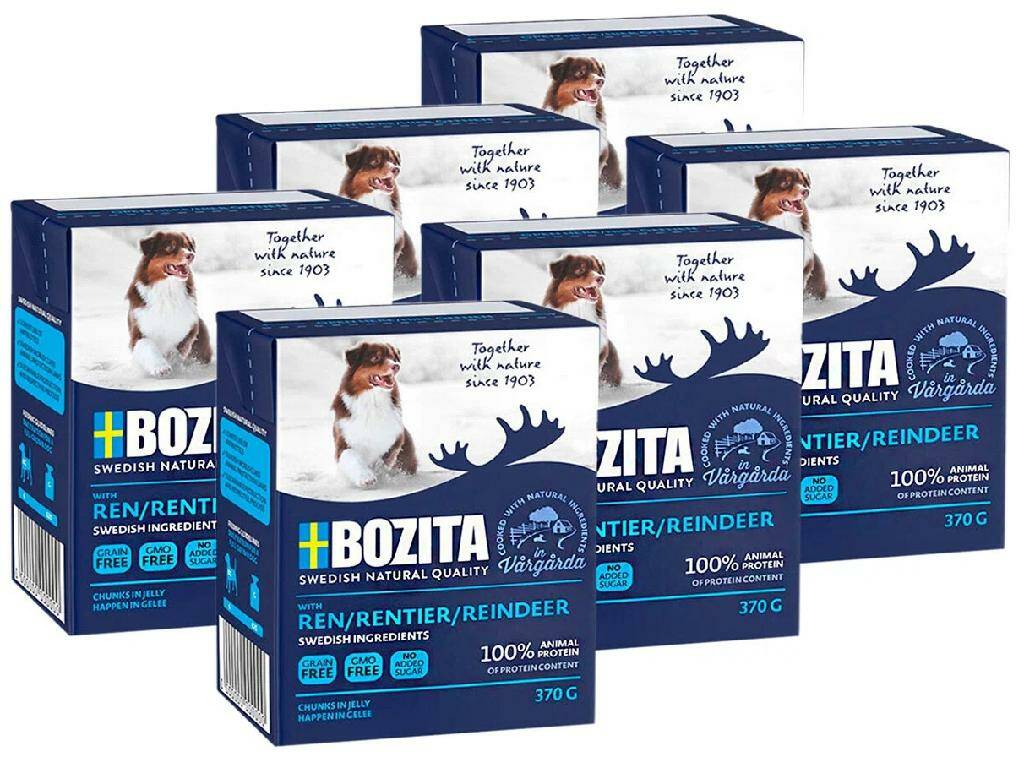 фото Влажный корм для собак bozita naturals reindeer in jelly с олениной в желе 6шт по 370г