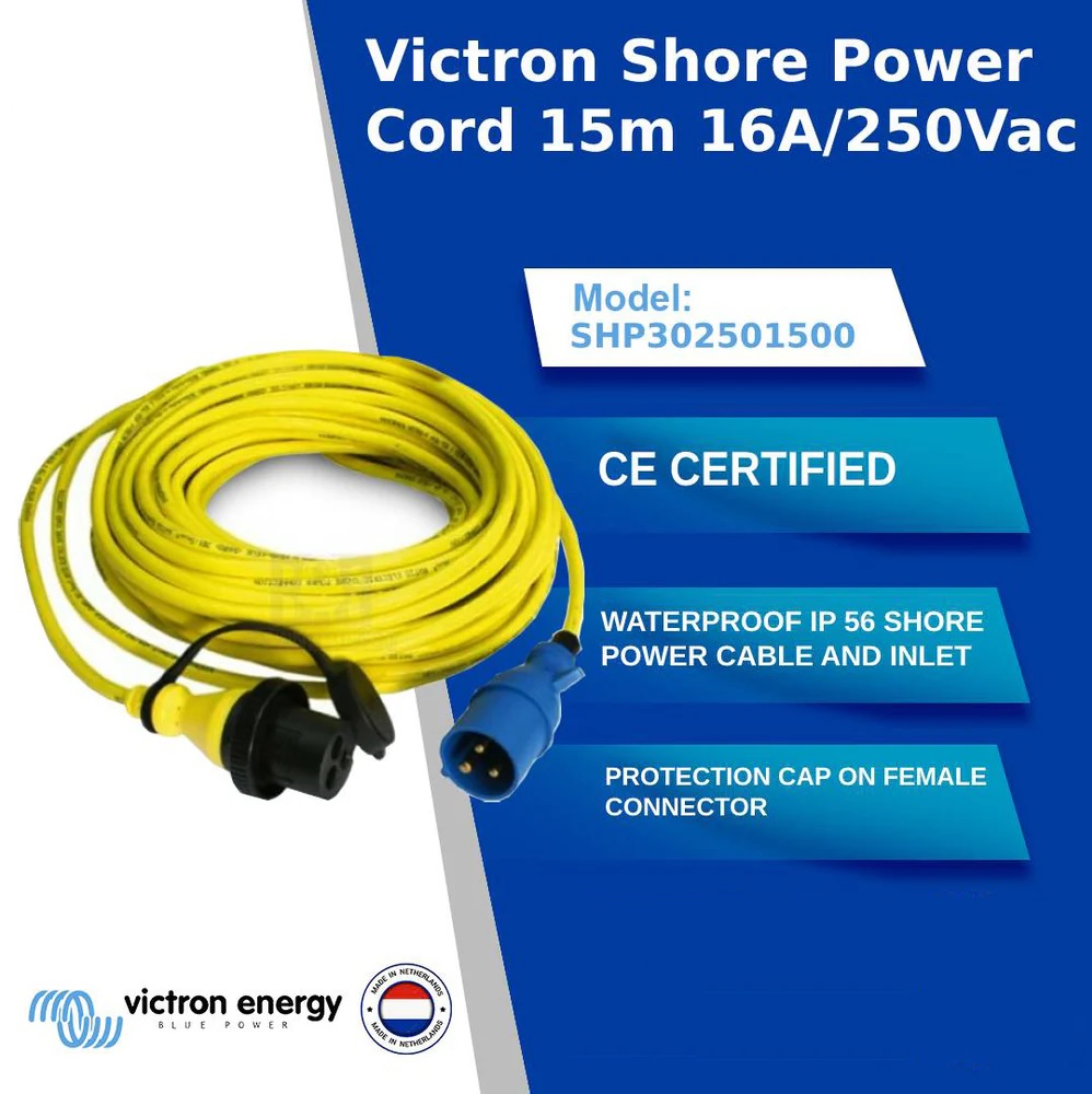 фото Кабель берегового питания victron energy shore power cord 15m 16a, 220в