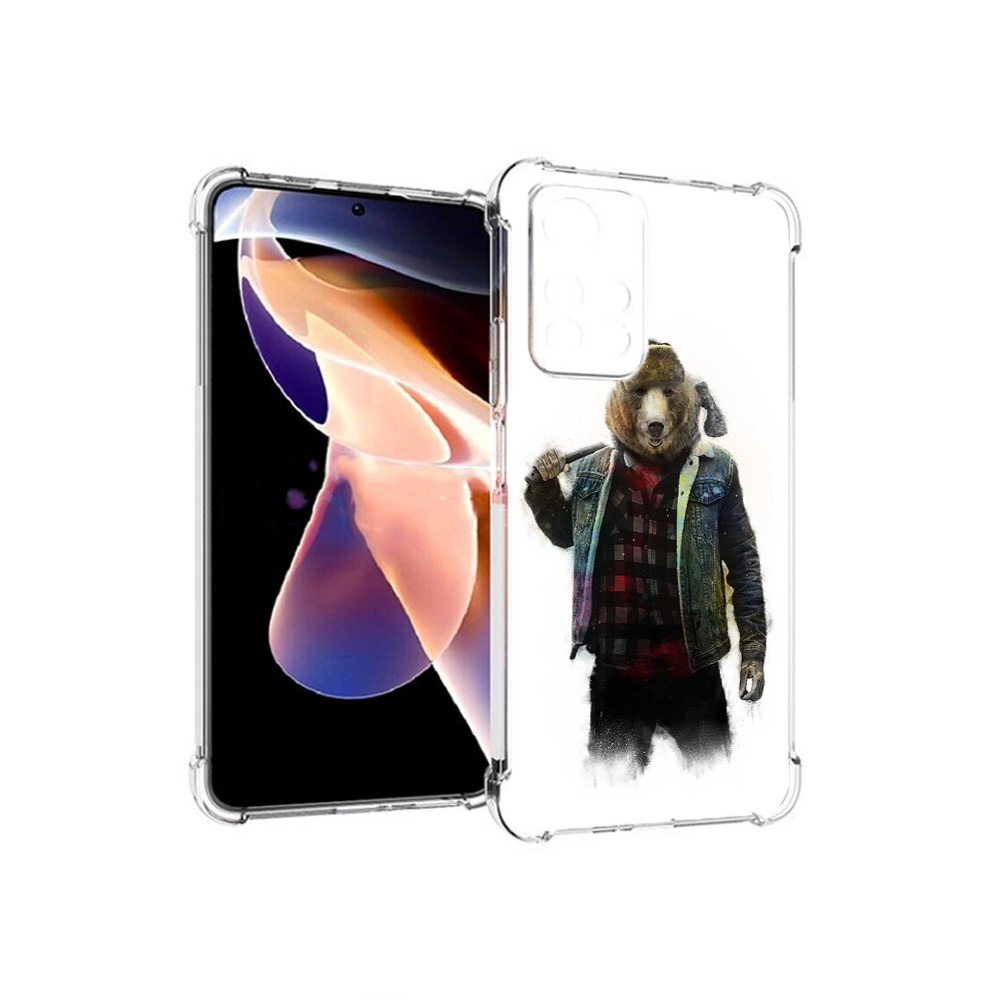 

Чехол MyPads Tocco для Xiaomi Redmi Note 11 Pro медведь с топором (PT224811.282.469), Прозрачный, Tocco
