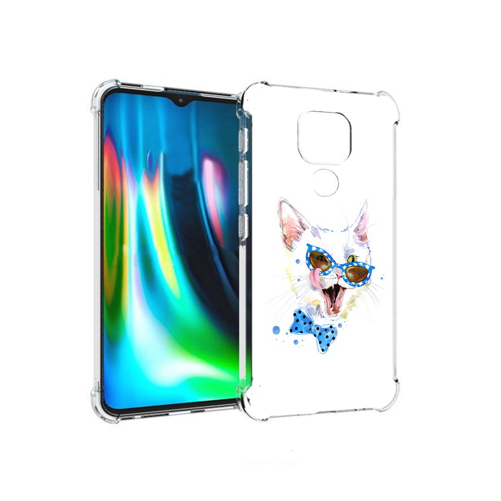 

Чехол MyPads Tocco для Motorola Moto E7 Plus белый кот (PT155921.339.229), Прозрачный, Tocco