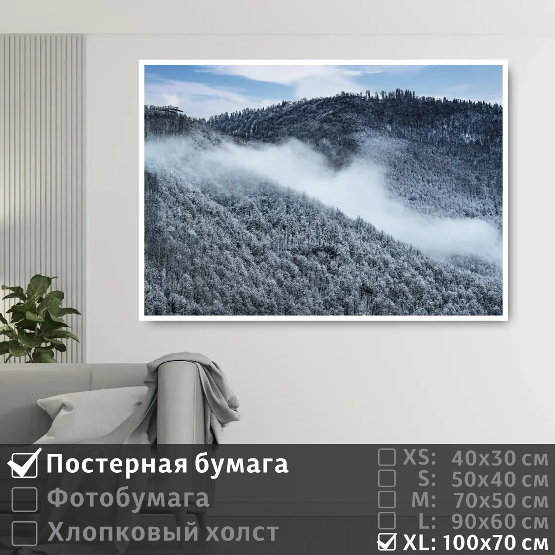 

Постер на стену ПолиЦентр Туман на зимней горной вершине 100х70 см, ТуманНаЗимнейГорнойВершине1