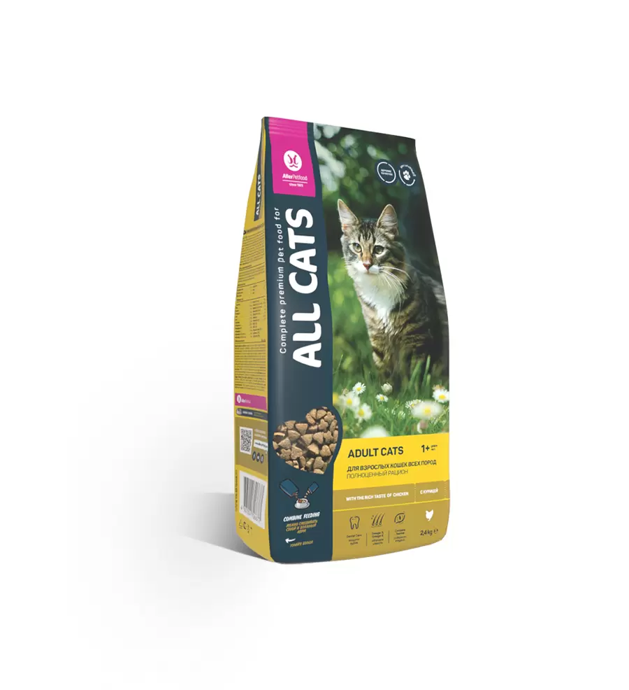 

Сухой корм для кошек ALL CATS с курицей, 5шт по 2,4кг