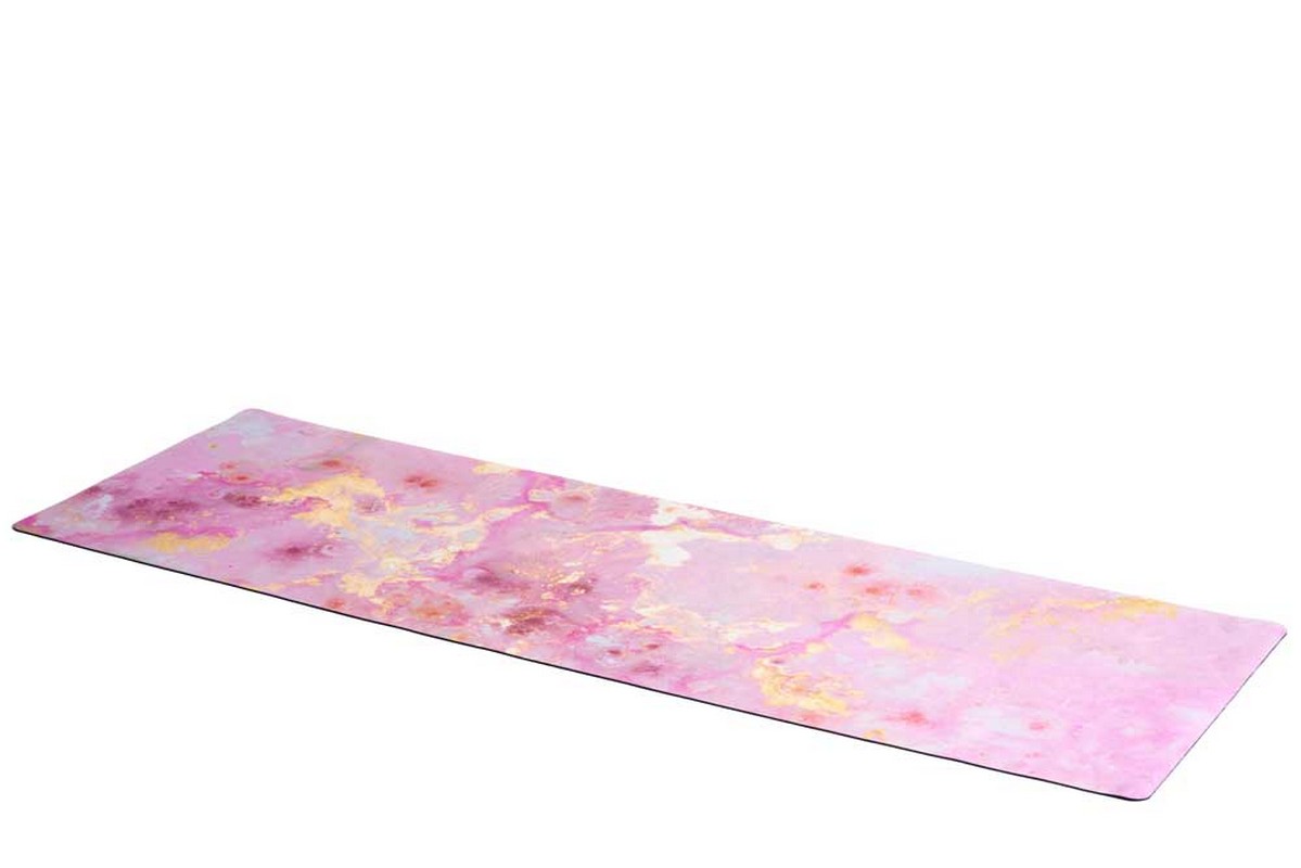 фото Коврик для йоги inex suede yoga mat 183 x 61 x 0,3 см, розовый мрамор с позолотой