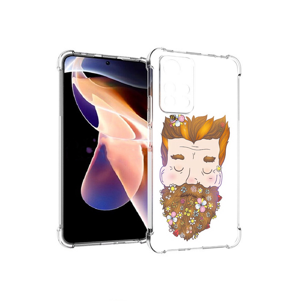 

Чехол MyPads Tocco для Xiaomi Redmi Note 11 Pro мужчина с цветами в бороде, Прозрачный, Tocco