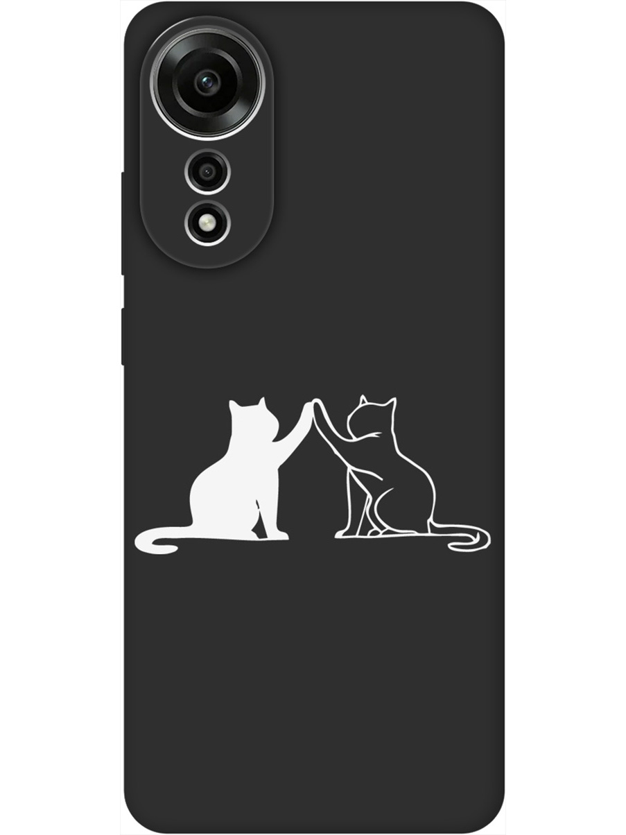 

Силиконовый чехол на Oppo A78 4G с принтом "Кошки" матовый черный, Черный;белый;серый, 782629471