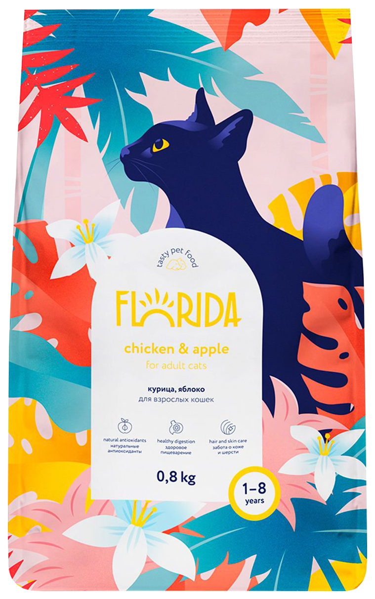 

Сухой корм для кошек Florida курица и яблоко 12 кг