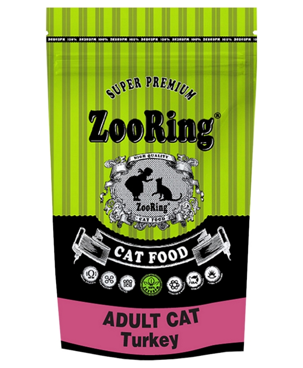 

Сухой корм для кошек ZooRing Adult Cat Turkey с индейкой, 5 шт по 1,5 кг