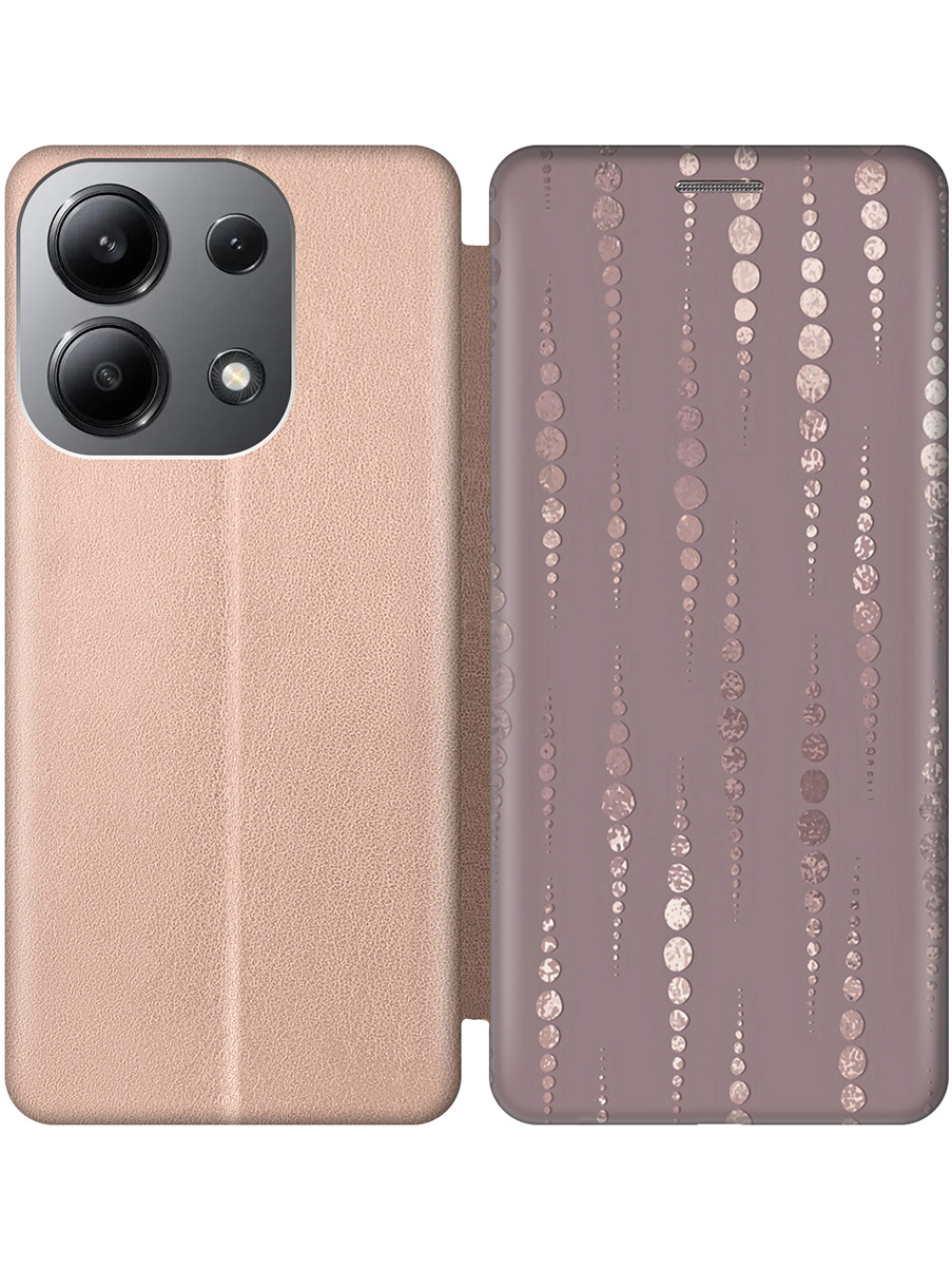

Чехол-книжка на Xiaomi Redmi Note 13 4G с принтом "Монеты в розовых песках" золотой, Золотистый;белый;розовый, 782622831