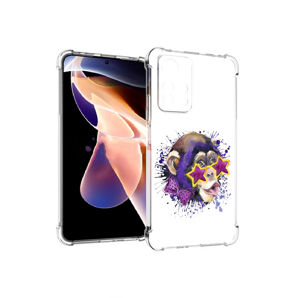

Чехол MyPads Tocco для Xiaomi Redmi Note 11 Pro обезьяна в очках (PT224811.282.524), Прозрачный, Tocco