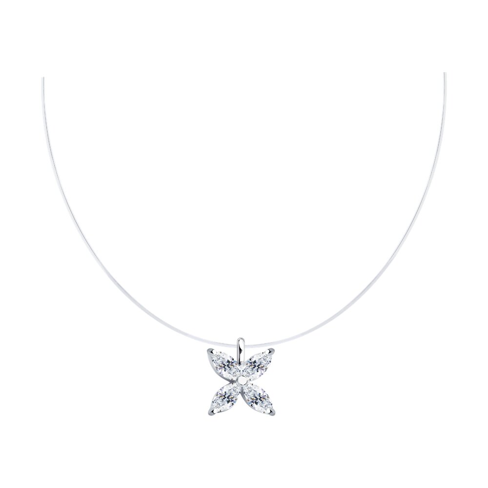 

Колье из серебра 38 см SOKOLOV 94070671, фианит, 94070671