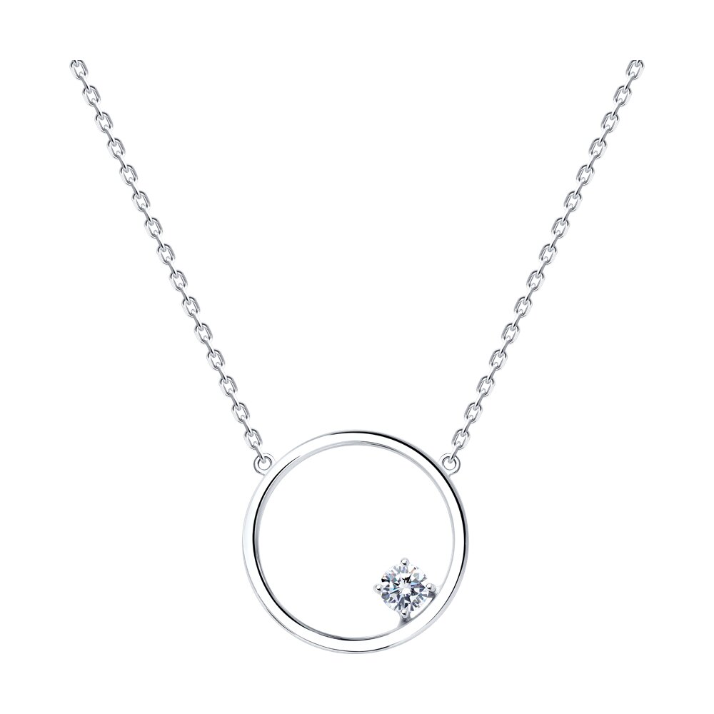 

Колье из серебра 50 см SOKOLOV 94070673, фианит, 94070673