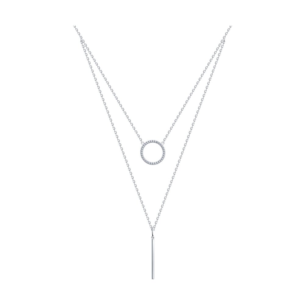 

Колье из серебра 40 см SOKOLOV 94070675, фианит, 94070675