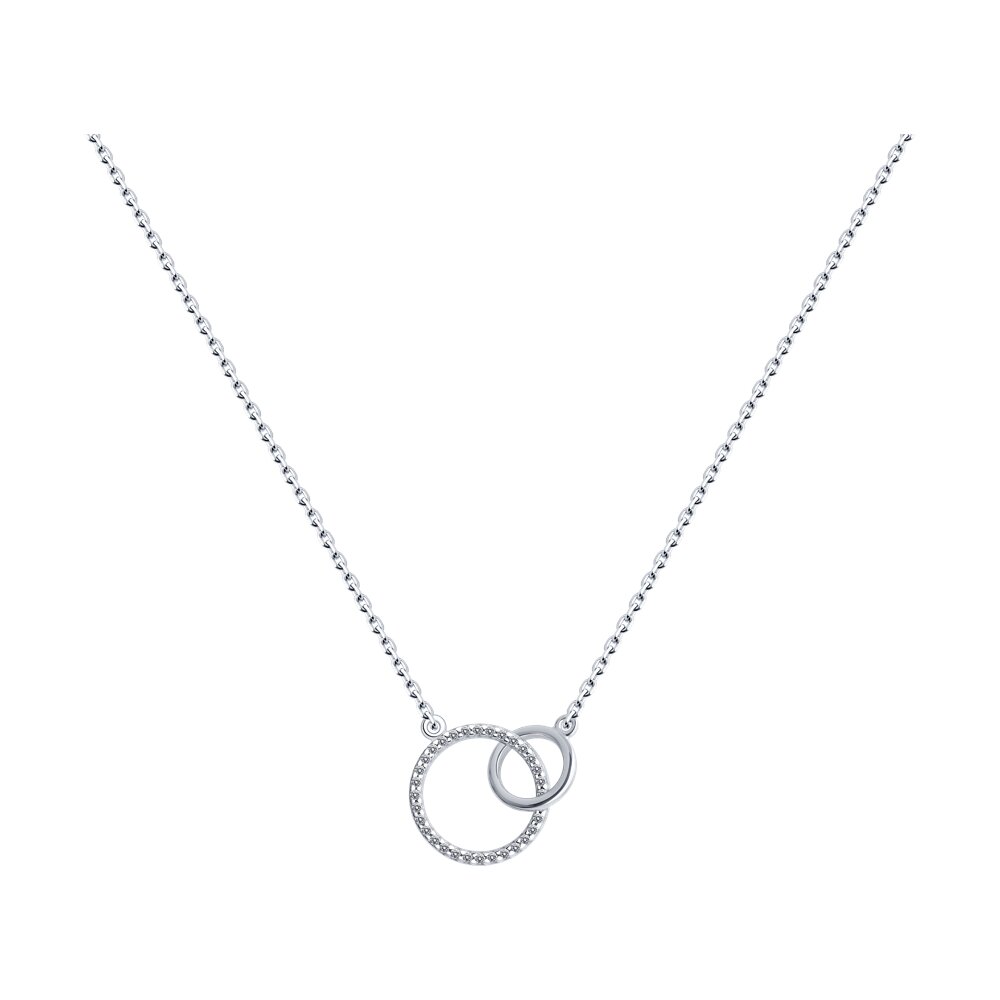 

Колье из серебра 42 см SOKOLOV 94070679, фианит, 94070679
