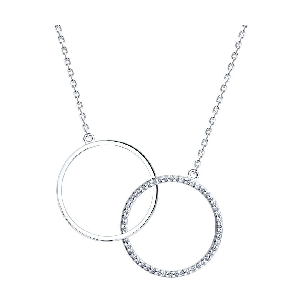 

Колье из серебра 50 см SOKOLOV 94070684, фианит, 94070684