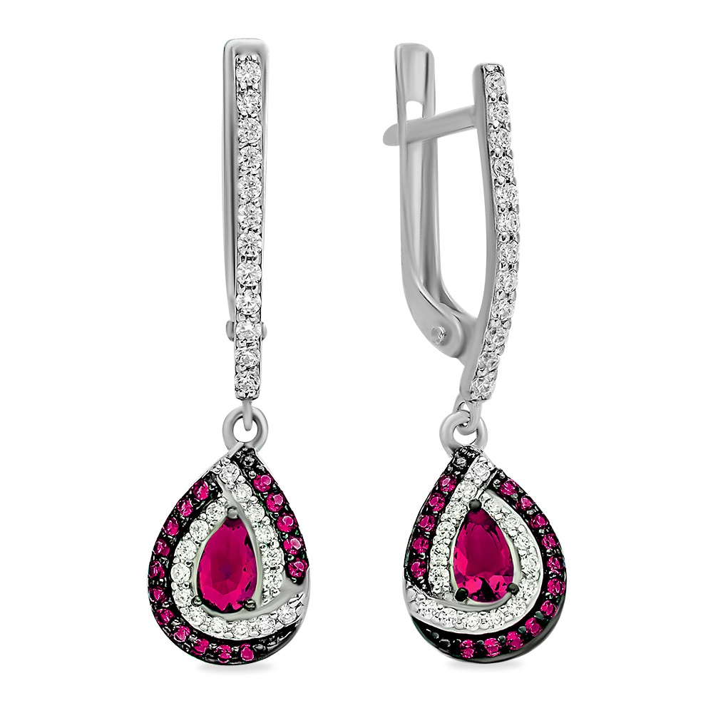 

Серьги подвески из серебра 585Gold 702011134, фианит, 702011134