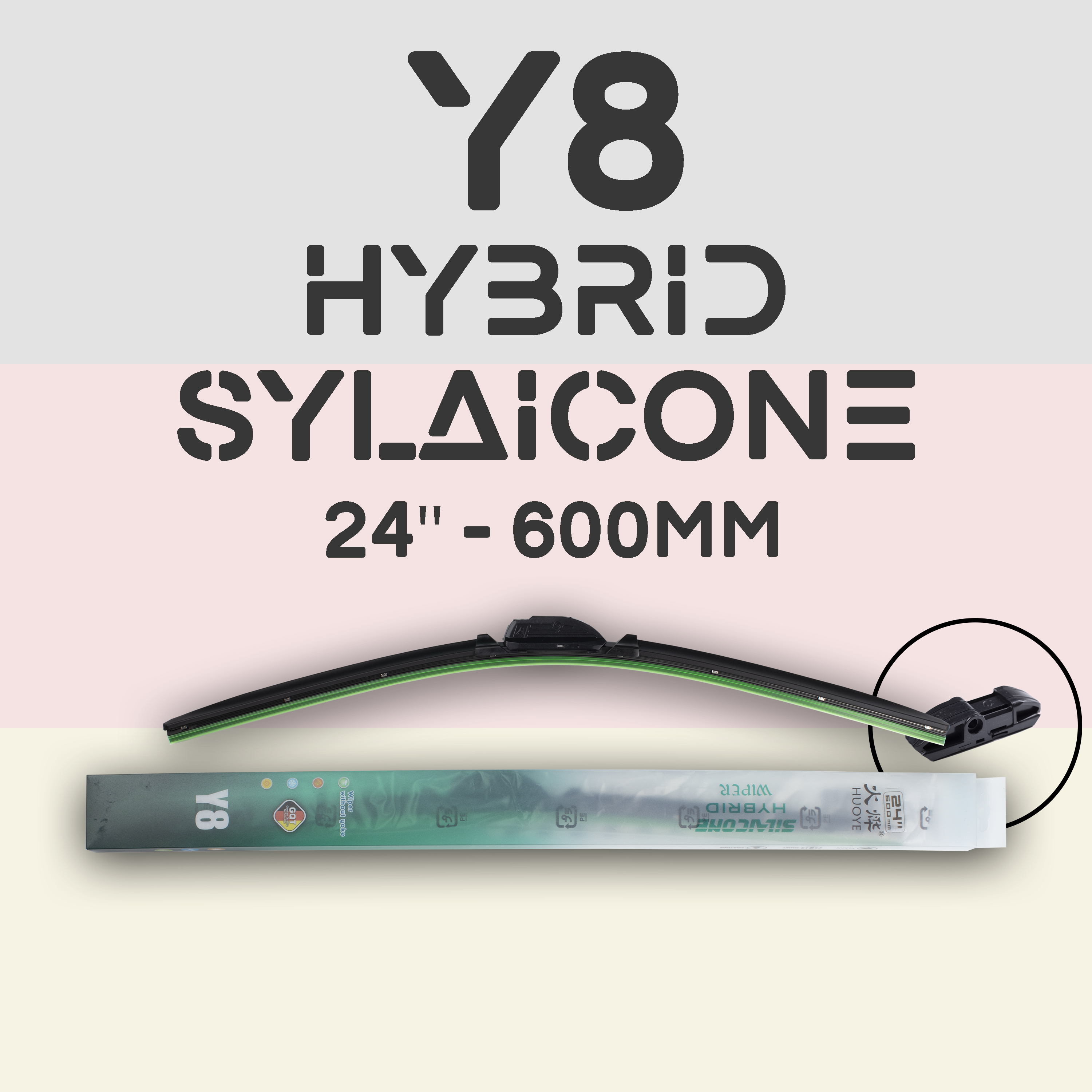 

Щетка стеклоочистителя - HUOYE Y8 - Гибридный силиконовый дворник - 24"/600 Side pin, Y8