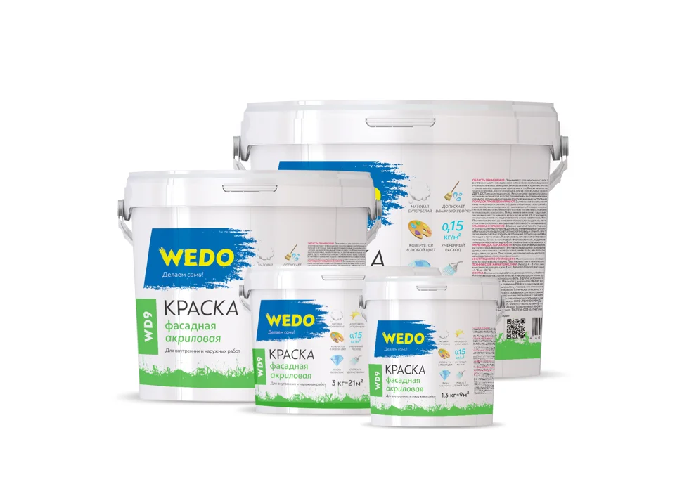 фото Краска вд фасадная супербелая wedo wd9 3кг