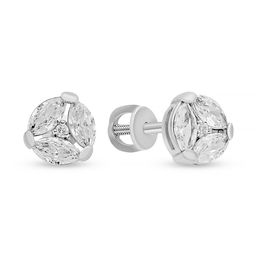 

Серьги пусеты из серебра 585Gold 702011229, фианит, 702011229
