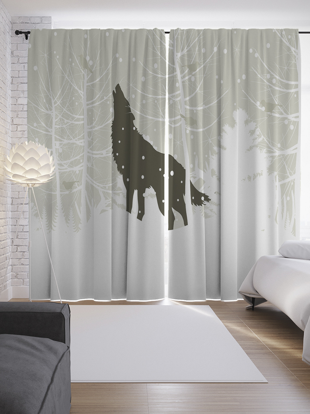 

Шторы JoyArty с фотопечатью "Воющий волк" из сатена, 290х265 см, Воющий волк