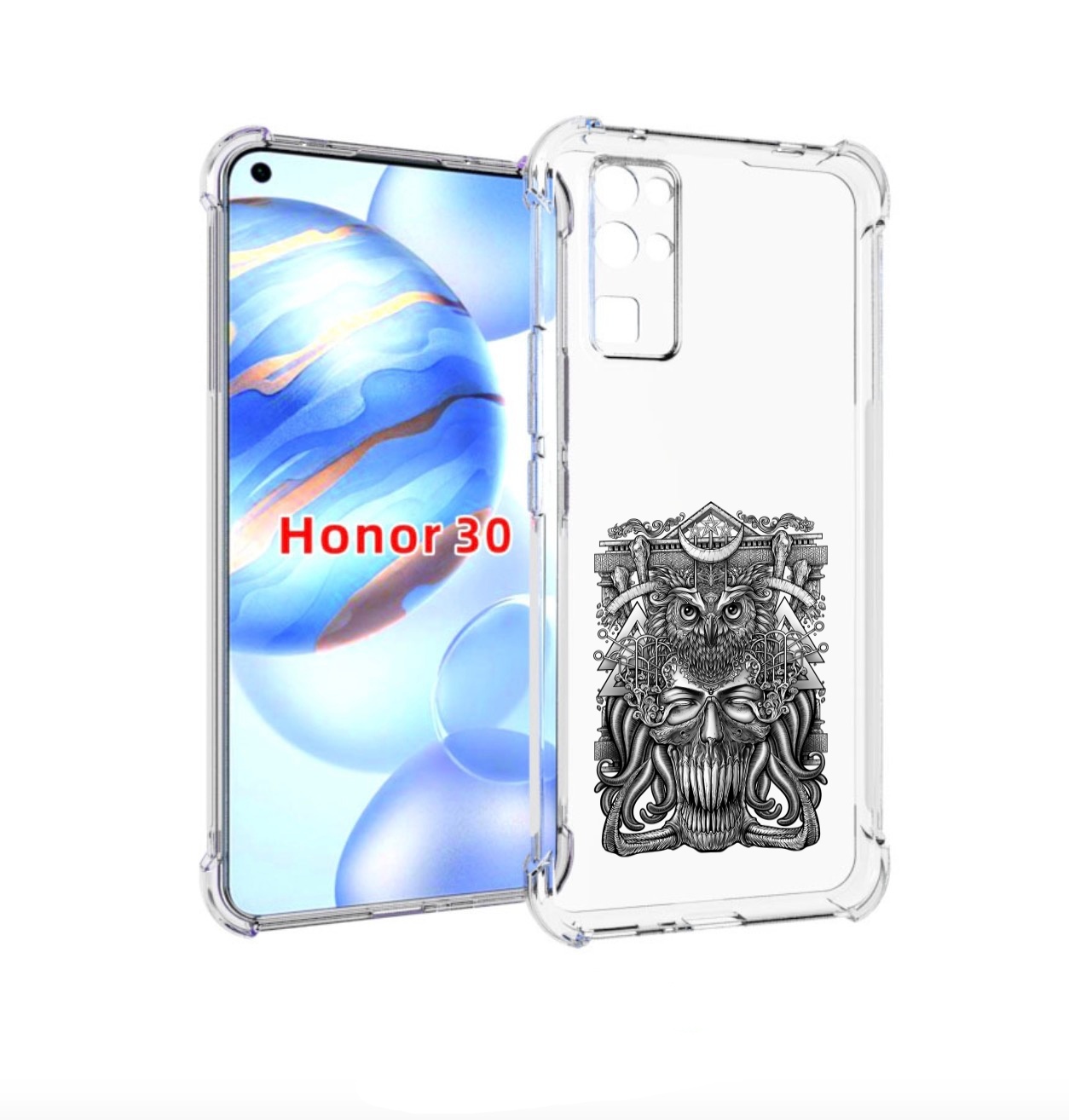 

Чехол бампер MyPads зубастая сова для Honor 30 (BMH-AN10) против, Прозрачный, Tocco