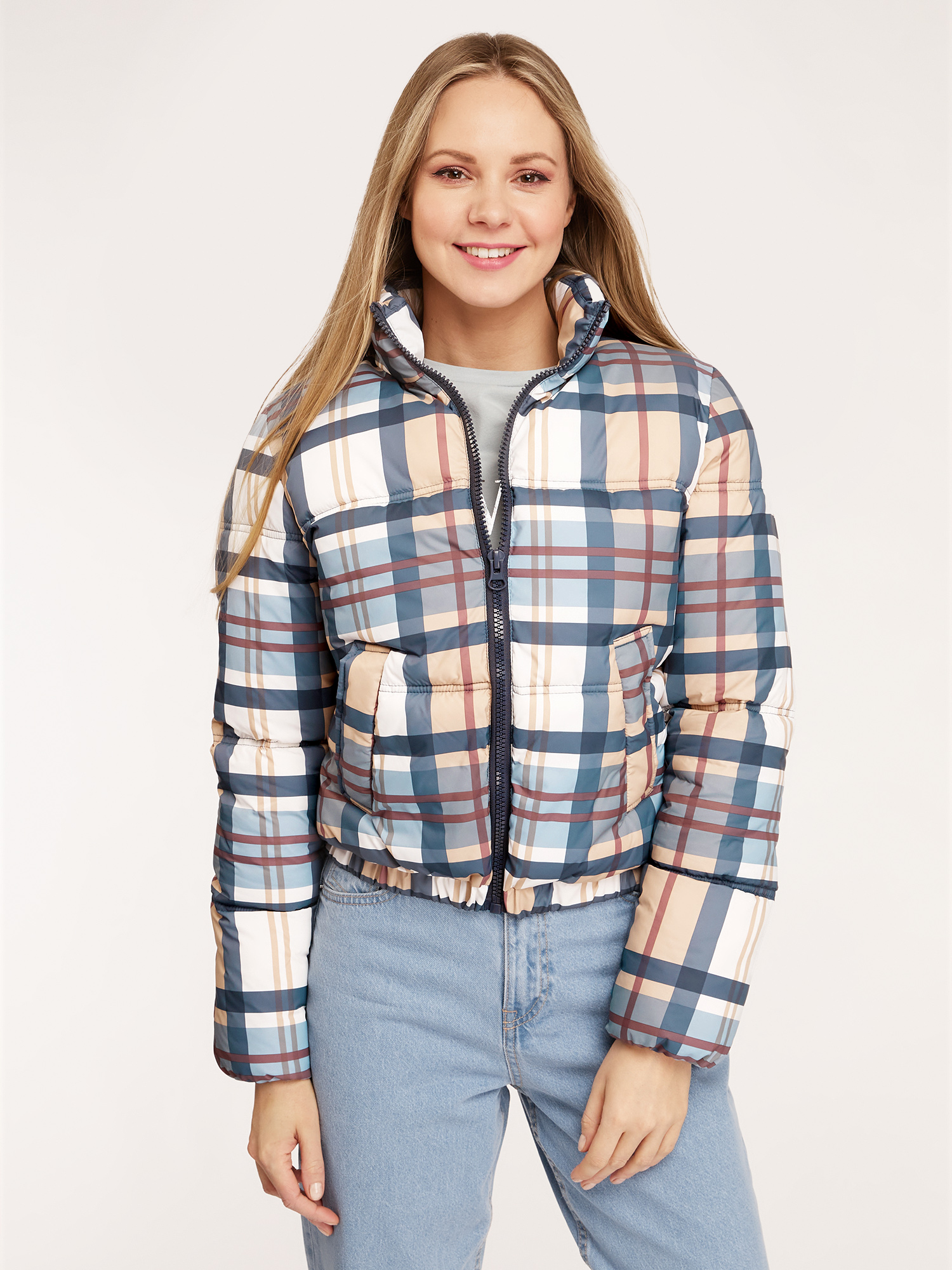 

Куртка женская oodji 10203083-4 разноцветная 40/170, Разноцветный, 10203083-4